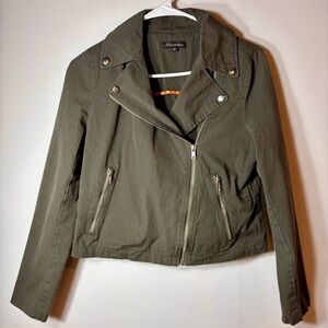 Shinestar Olive Green Cropped Moto Jacket Size Medium